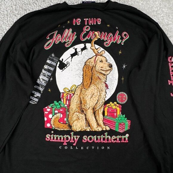 Simply Southern Is This Jolly Enough Christmas Holiday Dog T-Shirt Large NEW - Picture 8 of 10